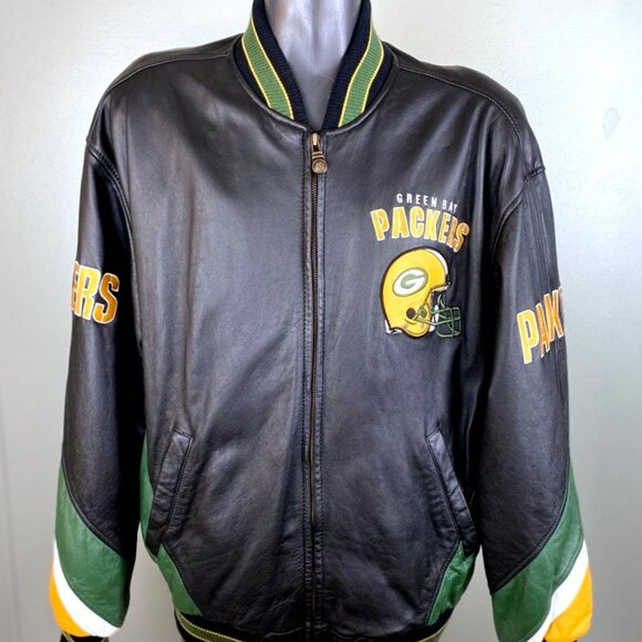 Green Bay Packers Leather Jacket by G-III Cow Leather High Quality LARGE - Picture 2 of 12